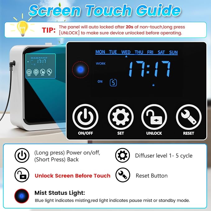Waterless Essential Oil Diffuser,Hotel Home Aromatherapy Scent Diffuser with APP Control & Touch Screen,Auto Timer,250ml,Cover 1500 sq.ft|Whole House,Large Room Air Freshener for Home,Office,Classroom