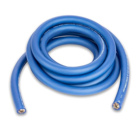 NVX XW0BL10 10 ft. Roll of Metallic Powder Blue EnvyFlex True Spec 1/0-Gauge Power/Ground Wire Cable