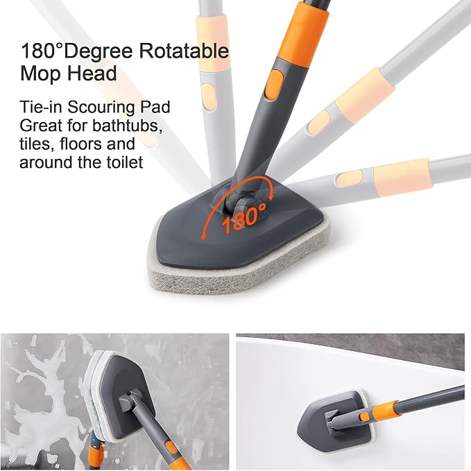 CLEANHOME Scrub Brush with 56” Long Handle, Multifunctional Tile and Tub Scrubber for Shower,Kitchen, Car Cleaning