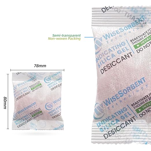 Wisesorb 15pcs 20g Silica Gel Packets, Indicating Deisiccant Packs, Rechargeable Deisccant Moisture Absorbers for Storage