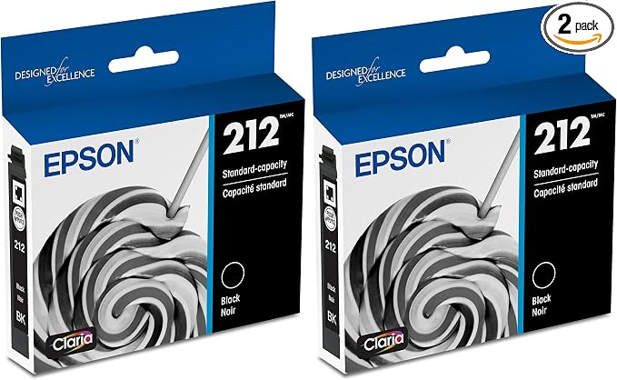 Epson 212 Claria Ink Standard Capacity Black Cartridge (T212120-S) Works with Workforce WF-2830, 2850 and Expression XP-4100, 4105 (Pack of 2)