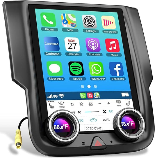 for Dodge Ram 1500/2500/3500 Auto AC Android 13 Car Radio 8-core, 10.4 Inch IPS Touch Screen Car Stereo with Wireless Carplay/Android Auto,GPS, WiFi, Bluetooth, FM, DVR