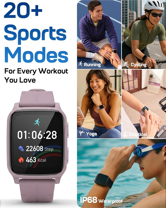 MorePro Fitness Tracker with 24/7 Heart Rate & Blood Pressure Monitor, Blood Oxygen & Sleep Tracker, Smart Watch with Step Calorie Counter, IP68 Waterproof Activity Tracker for Women Men Android iOS