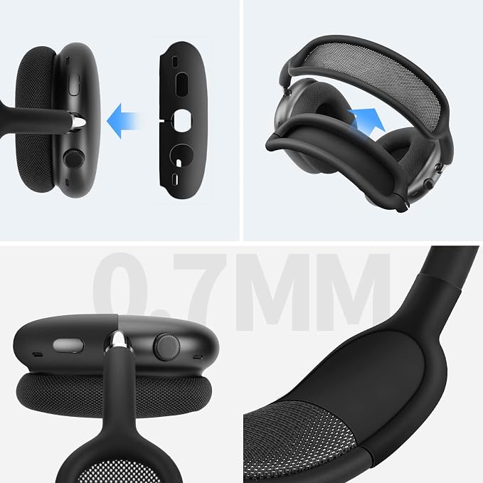 Yinke Smart Case for AirPods Max Headphones Supports Sleep Mode, with AirPods Max Silicone Earpad Cover and Headband Cover Anti-Scratch Accessories, Hard Organizer Portable Carry Travel