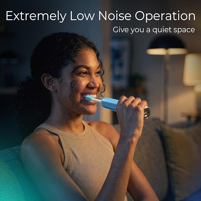 7AM2M Sonic Electric Toothbrush for Adults&Teens with LED Screen, 5 Modes, One Charge for 365 Days, 2 Minute Timer, with 8 Brush Heads and Travel Case (Light Blue)