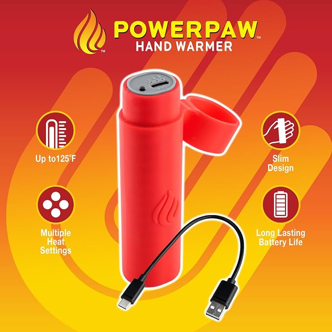 POWERPAW Rechargeable Hand Warmer Portable Electric Hand Heater 3 Heat Levels 5000mAh Battery USB-C Reusable Pocket Warmer for Cold Hands