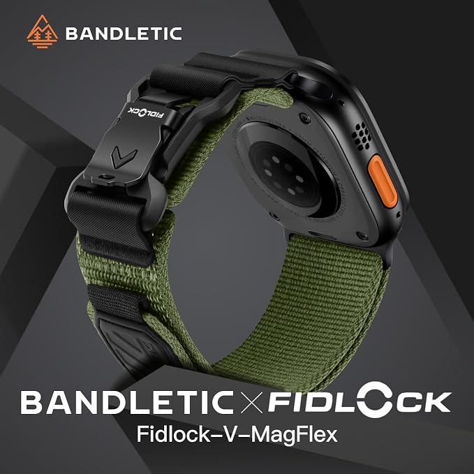 Bandletic Compatible with Apple Watch Bands for Men, Wide Soft Nylon Sport Loop with Magnetic Fidlock V-Buckle for iWatch 49mm(Ultra 3/2/1),46mm(11/10),45mm(9/8/7),44mm(SE3/SE2/SE/6/5/4),42mm(3/2/1)