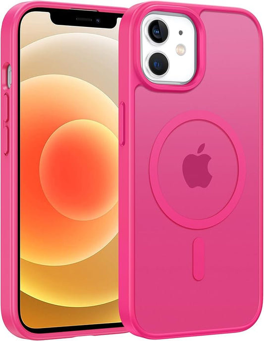 FNTCASE for iPhone 12 Phone Case: for iPhone 12 Pro Magnetic Matte Textured Military Grade Drop Protection Translucent Cell Cover - Slim Durable Shockproof Protective Bumper