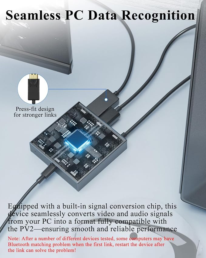 PC Adapter for VR2 Headset — Designed for VR2 Gaming with Windows PC, Compatible with Steam, Stable Signal Conversion, Expand VR Game Library, Durable Aluminum Alloy Housing