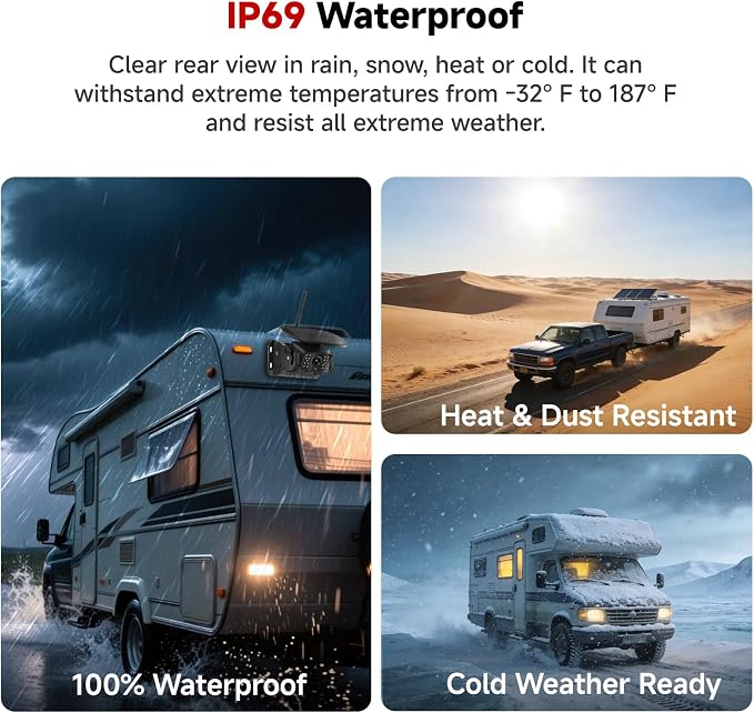 Magnetic Wireless Backup Camera with 7" 1080P 4CH Monitor for Truck | 15000mAh Battery Solar Powered Waterproof Reverse camera, DVR Recording, 500ft Range for Horse Trailer RV Pickup Tractor Boat