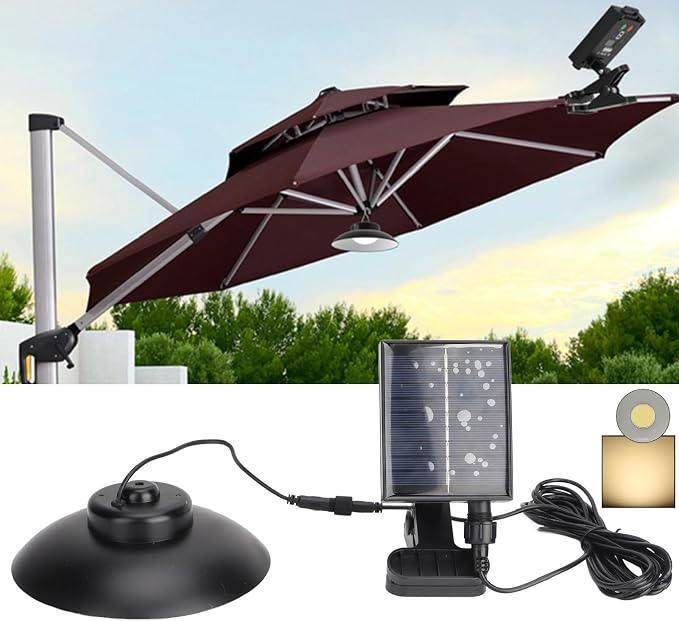 Upgrade Umbrella Solar Lights 12 Hours Working Party Patio, LED Outdoor Solar Lights for Patio,Remote Control (Warm Light)