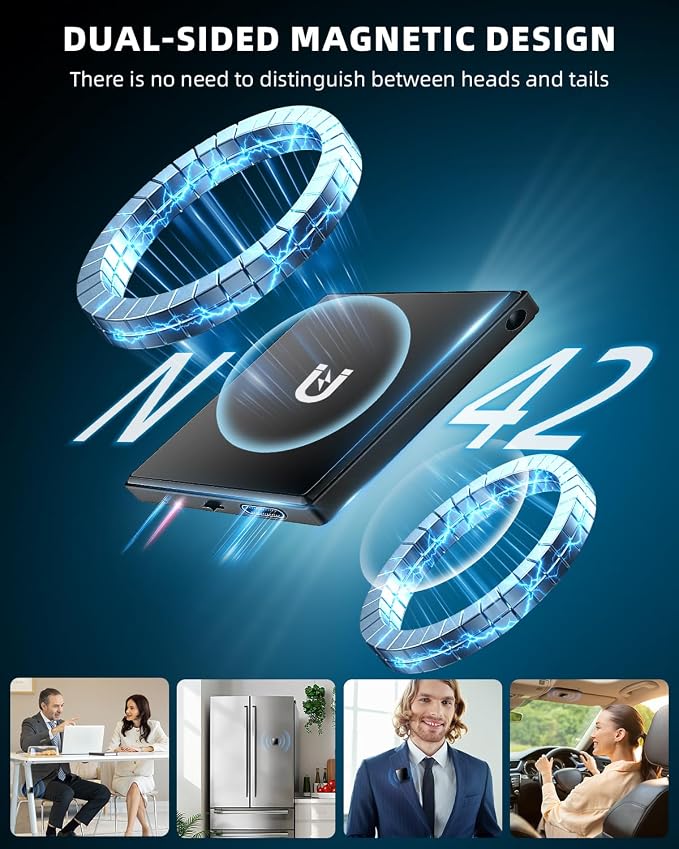 128GB (9200 Hour) Mini Magnetic Voice Recorder, 3072Kbps Recording Device with Playback,Audio Recorder AI Smart Noise Reduction, Voice Activated Recorder for Lectures, Meetings, Intervie