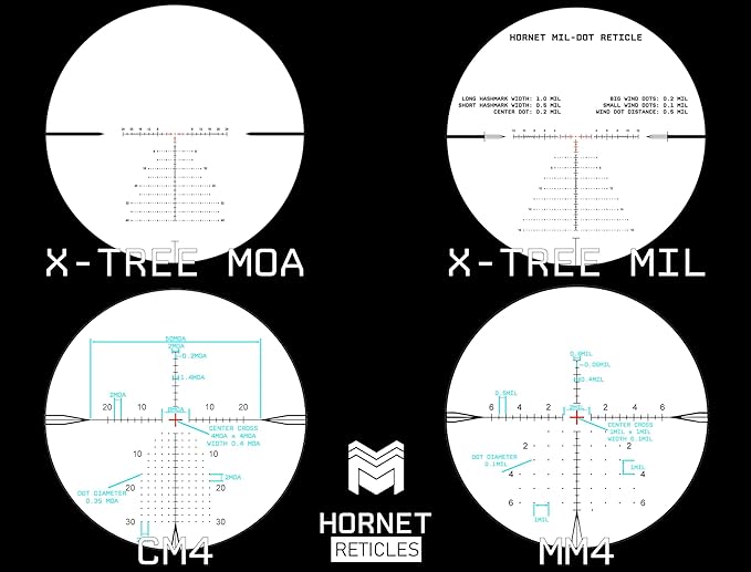 Monstrum Hornet 4-16x50 FFP Rifle Scope | Includes Zero Stop, Bubble Level Scope Rings, and Detachable Sunshade