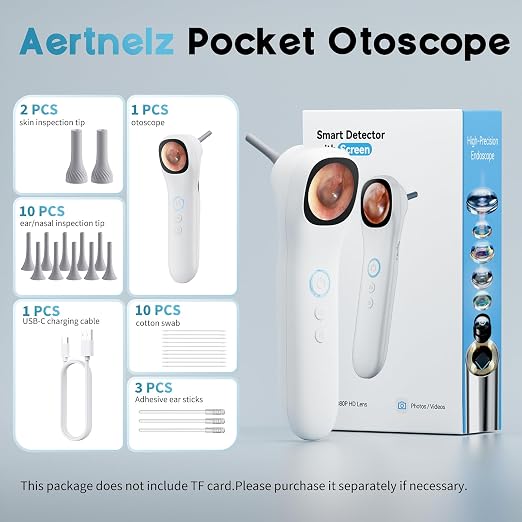 Otoscope Ear Camera with 1.21” Screen, 1080P Ear Scope with 4 LED Lights, Otoscope Camera for Adults, Support Photo & Video, Type-C Charging with Computers, Baby Essentials, Home Medical | 1.21" Screen for real-time viewing. Capture photos and videos, ...