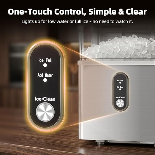 Antarctic Star Nugget Ice Maker Countertop, 35lbs/24H Ice Machine, Soft Chewable Sonic Ice, Self-Cleaning, Fast Ice Ready in 8 Minutes, Compact Design with Handle, Stainless Steel Silver