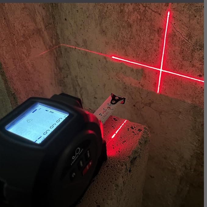 3 in 1 Laser Tape Measure with Level | 131ft/40M Laser Distance Meter Display On Backlit LCD Screen with 16ft/5m AutoLock Measuring Tape | Ft/Inch/Fractions/M/mm (Black 3in1 Laser)