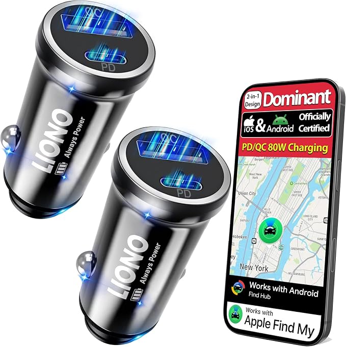 Car GPS Tracker for Vehicles, Hidden Vehicle Tracker Device with Rechargeable Battery, Compatible with iOS & Android, Anti-Theft Car Locator, Parking Finder, No SIM Card, No Monthly Fee(2 Pack)