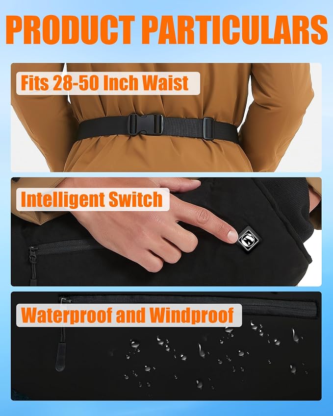 10000mAh Hand Warmer Pouch - Thickened Waterproof Heated Hand Muff, 4 Heating Zone, 3 Temperature Control, for Outdoor Hunting, Camping, Football, Golf
