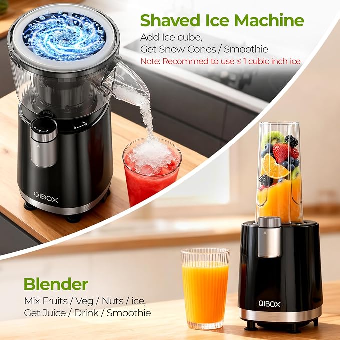 QIBOX Snow Cone Machine & Smoothie Blender 2 in 1
