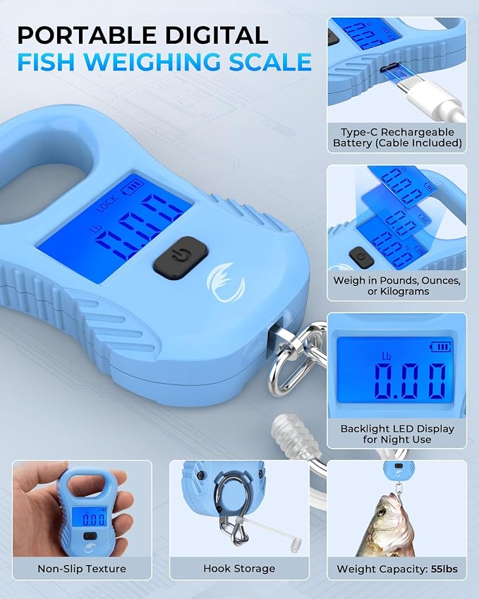 Calamus DriftWave Fishing Tool Kit – Corrosion Resistant Pliers, Lip Gripper with Soft Retractable Measuring Tape, Filet Knife, Pocket Knife，Fishing Scale, Retractor & Glove, Fishing Gifts for Men