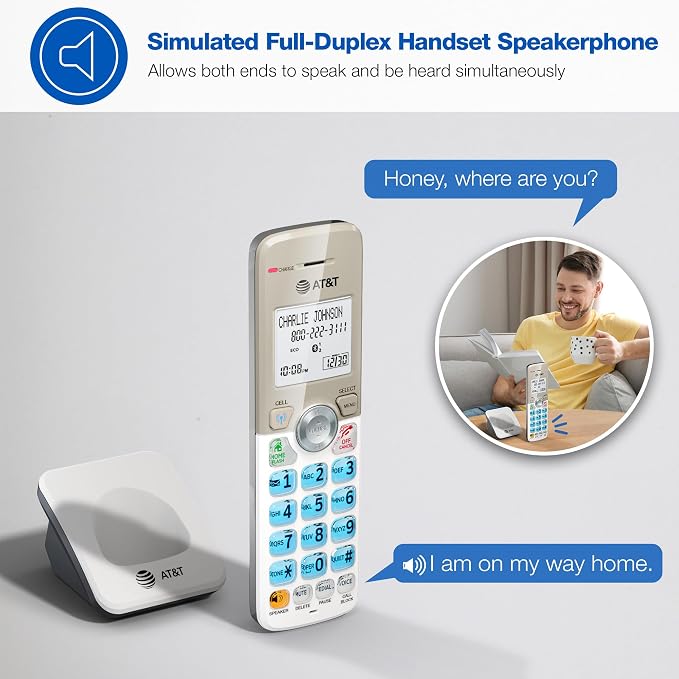 AT&T DL70019 Additional Handset for DL72x19 Series Cordless Phone - Bluetooth Connect to Cell, Smart Call Blocker, 1.8" Backlit Display, Big Buttons, Intercom