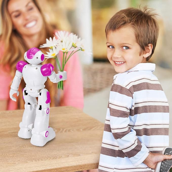 KingsDragon RC Robot Toys for Kids, Gesture & Sensing Programmable Remote Control Smart Robot for Age 3 4 5 6 7 8 Year Old Boys Girls Birthday Gift Present，Rose