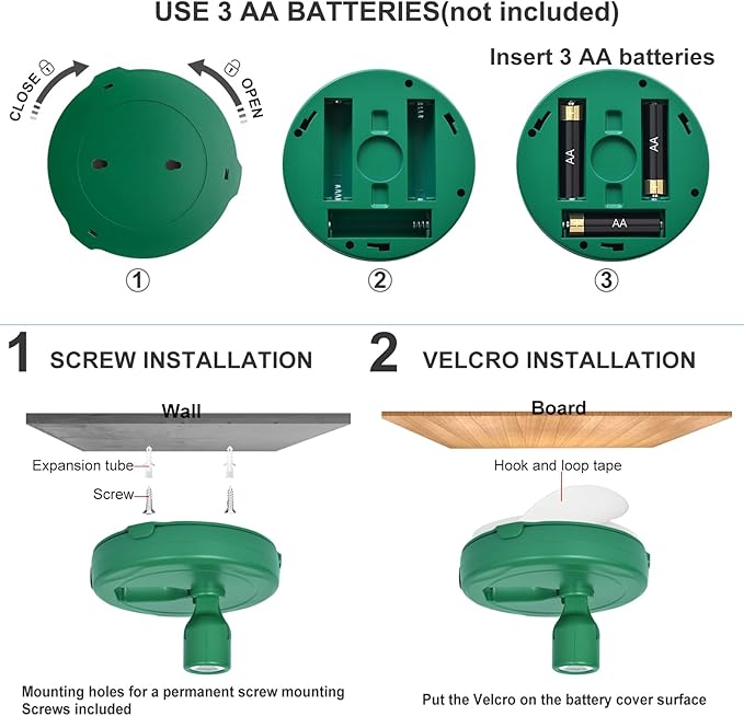 HAMVIDNE LED Spotlight, Battery Powered Picture Lights, Uplight Indoor, Puck Lights with Remote, Plant Spot Light for Wall Art Display Dartboard Painting Artwork Accent Closet-Green