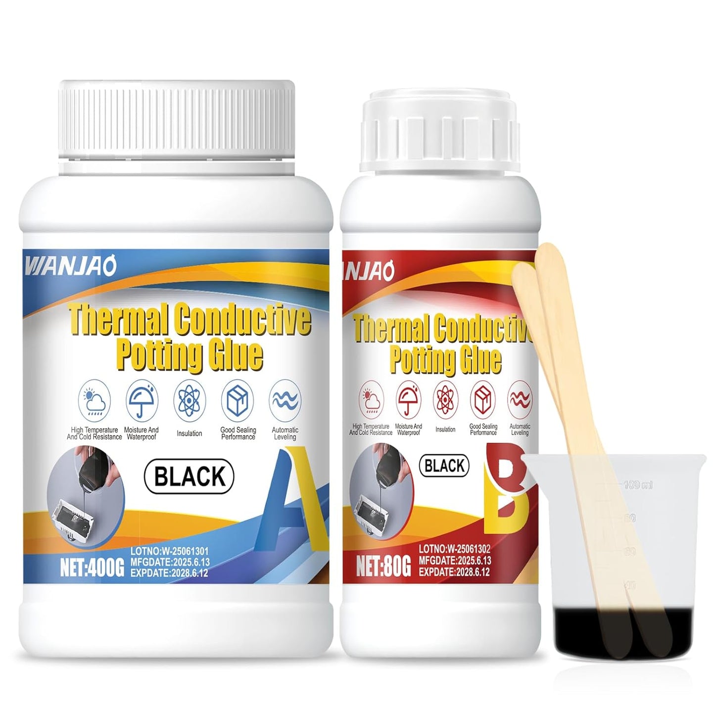 Electronic Potting Compound, Thermally Conductive Epoxy Thermal Adhesive Insulation Waterproof Sealant for Electronic Component Packaging Led Power Supply Circuit Board Protection, 480g A+B