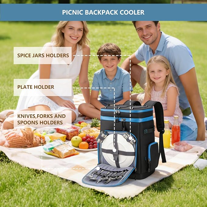 Backpack Cooler,40 Cans Cooler Backpack Insulated Waterproof&Leak Proof,Soft Cooler Bag with 2 Compartments for Men&Women,Picnic Backpack Ice Chest for Camping Hiking Fishing Lunch Beach