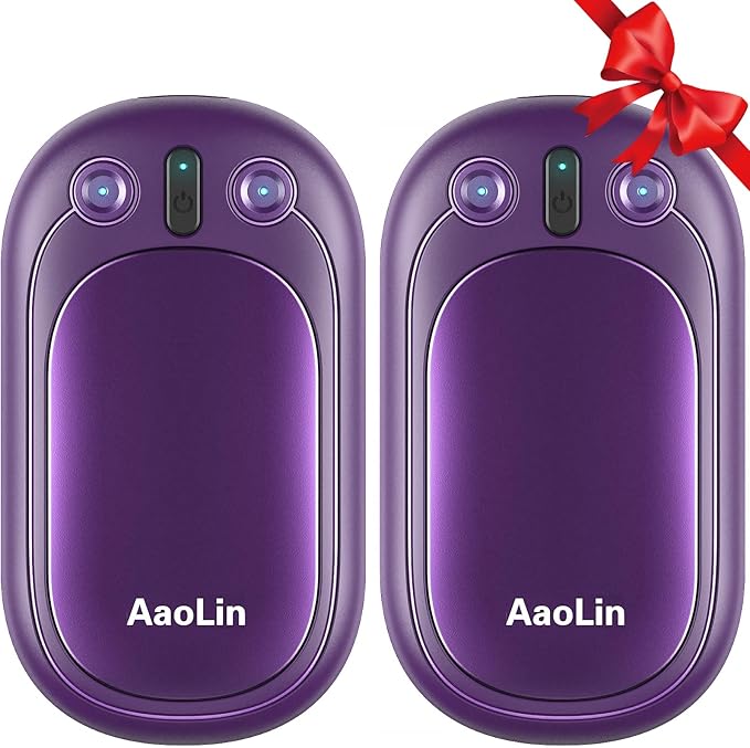AI Hand Warmers Rechargeable, AaoLin 2 Pack Electric Hand Warmers Reusable, 12Hrs Long Heating, Portable Pocket Handwarmer Great Gift for Outdoors, Camping, Golf, Hunting Gear