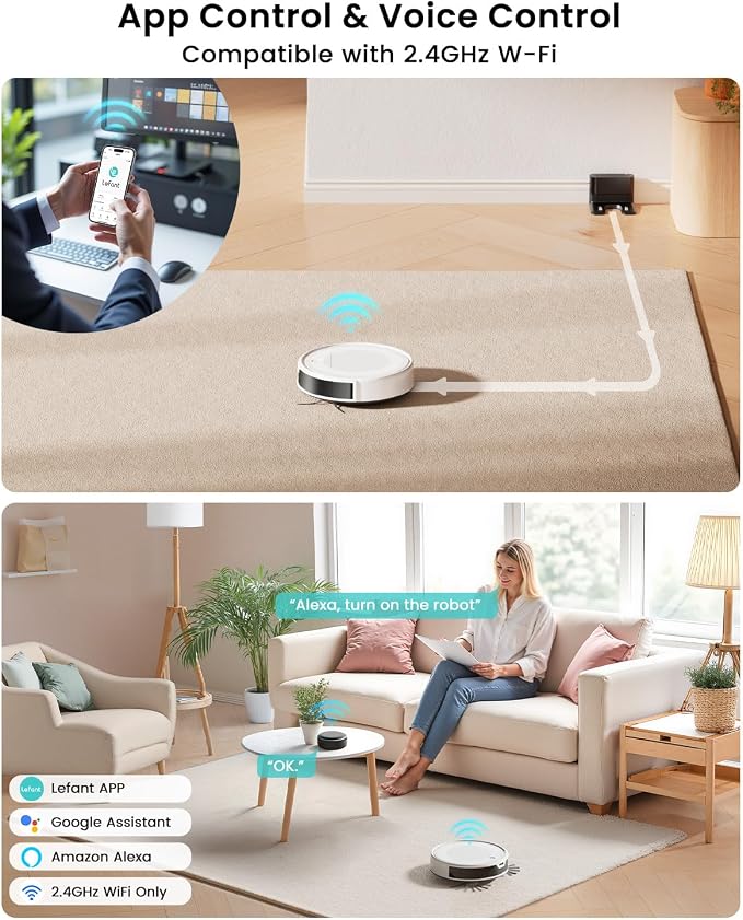 Lefant M310 Ultra Robot Vacuum and Mop, 6000Pa Suction-Slim Robotic Cleaner with ToF LiDAR Navigation, Accurate Obstacle Avoidance, WiFi/App/Alexa Control, 170min Runtime, for Pet Hair and Home