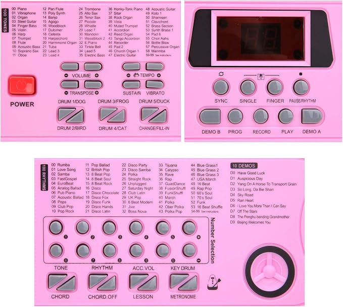 Piano Keyboard, 61 Keys Beginner Electronic Keyboard Portable Digital Music Keyboard, Early Education Music Instrument with Microphone & Music Sheet Stand