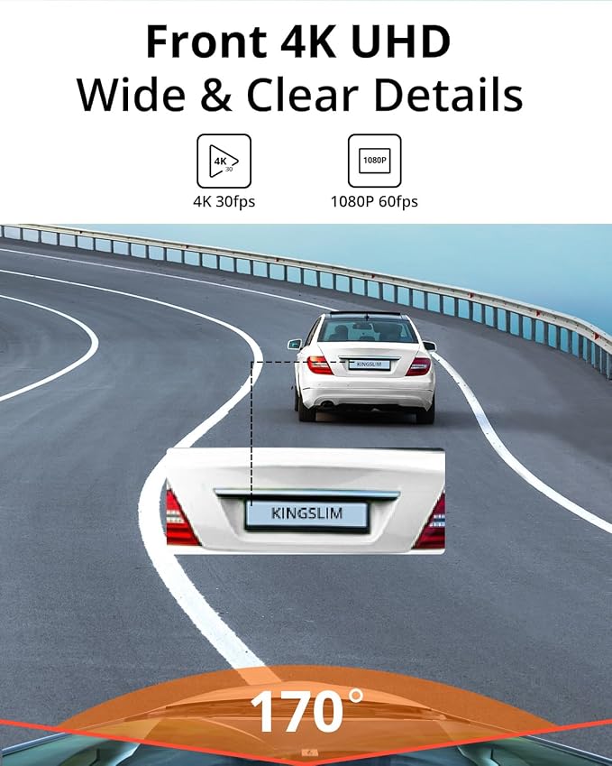 Kingslim D5-4K Dash Cam with WiFi - Front Dash Camera for Cars with GPS and Speed, Sony Night Vision, Support APP and 256GB Max