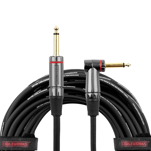 Cableworks By Gator Cases Headliner Series Premium 3 Ft Straight to Right Angle Guitar Instrument Cable (GCWH-INS-03RA)