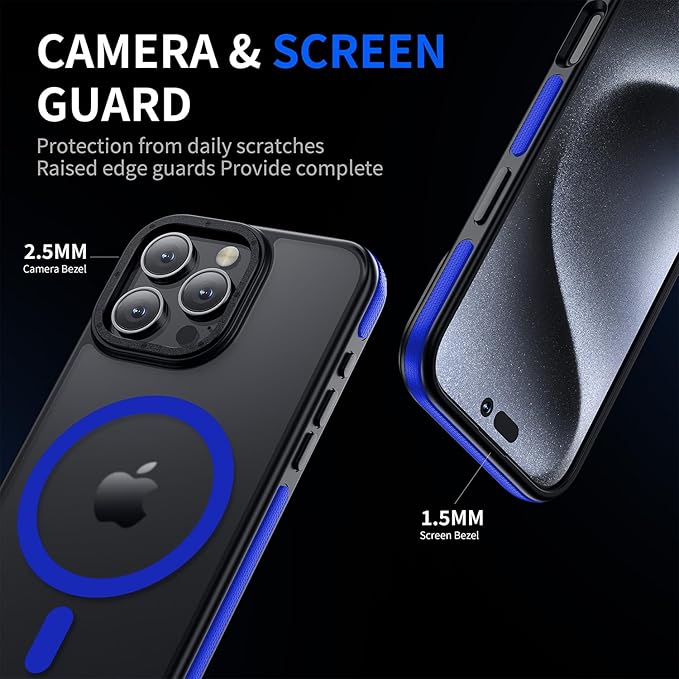 Strong Magnetic case for iPhone 16 Pro [10Ft Military-Grade Protection] Compatible with fit MagSafe Shockproof Slim Thin Cover 6.3 inch 16 Pro Phone case, Blue Bumper