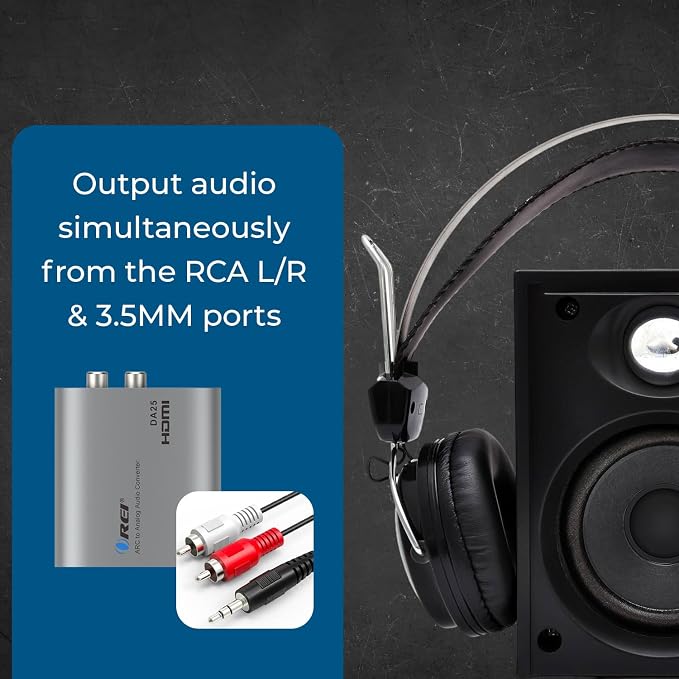 OREI HDMI eARC & ARC Audio Extractor Converter – HDMI ARC to RCA L/R Converter with 3.5mm Jack – ARC/eARC Audio Converter for Speaker, Headphone, Home Theater (DA25)