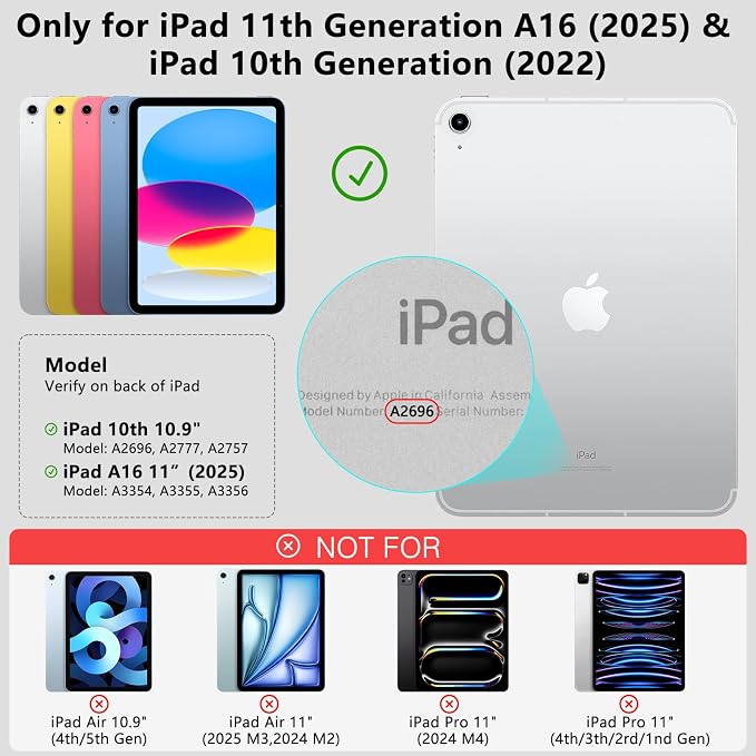 HOTLIFE for iPad A16 11th Generation/10th Generation Case with Keyboard,Touch Keyboard for iPad 11" /10th Gen 10.9 inch 2022-10 Color Backlight, 360° Rotatable Protective Cover (Titanium Gold Grey)