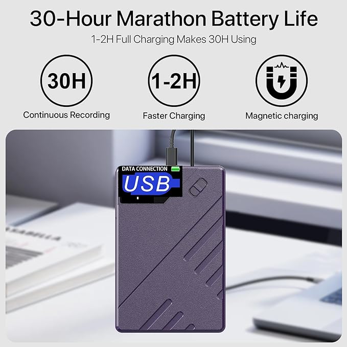 Ai Voice Recorder, Note Voice to Text Recorder W/Magnetic Case, App Control, Transcribe & Summarize with by Chatgpt, Support 112 Languages, 64GB Memory, Audio Recorder for Lectures, Meetings, Calls