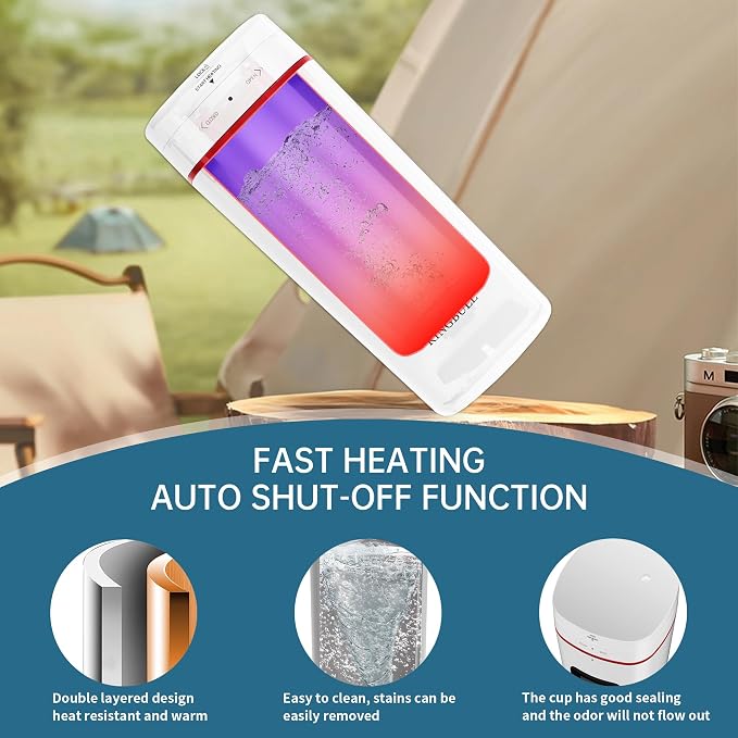 Travel Electric Kettle Portable 304 Stainless Steel LED Display Temperature Adjustable BPA Free Child Lock Mini Kettle,Small Hot Water Boiler Auto Shut-Off