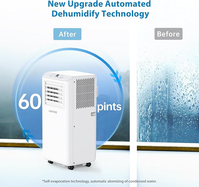 Garvee 10000 BTU Portable Air Conditioner - 3-in-1 Cooling, Dehumidifying & Fan, Cools Rooms Up to 600 Sq.Ft, Quiet Operation with Sleep Mode, 24-Hour Timer, Energy Efficient