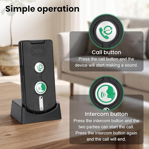 2 Way Intercoms Wireless for Home Office, with 5 Level Volume, Home Voice Bidirectional Caller Home, Portable Wireless Intercom System, with Charging Base, Elderly & Kids Room Communication