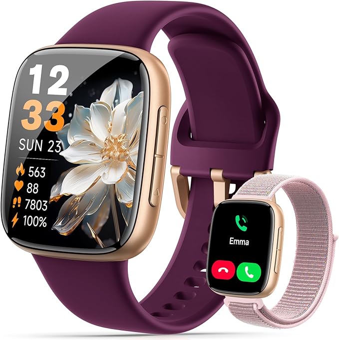 Smart Watches for Women for iPhone & Android Phones, 1.85"AMOLED Smart Watch with Heart Rate/ SpO2/ Sleep Monitor,3ATM Waterproof, Calls & Messages, 120+ Sports Modes FitnessWatch, Dynamic Dials