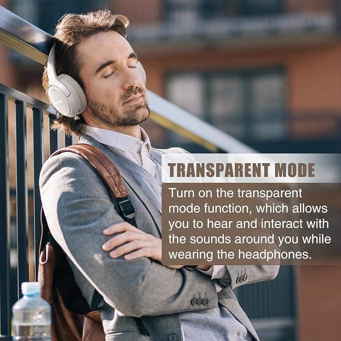 RUNOLIM Hybrid Active Noise Cancelling Headphones, 100H Playtime, Built-in Microphone, Bluetooth Wireless Over Ear Foldable Headphones with HiFi Audio, Home Travel Office