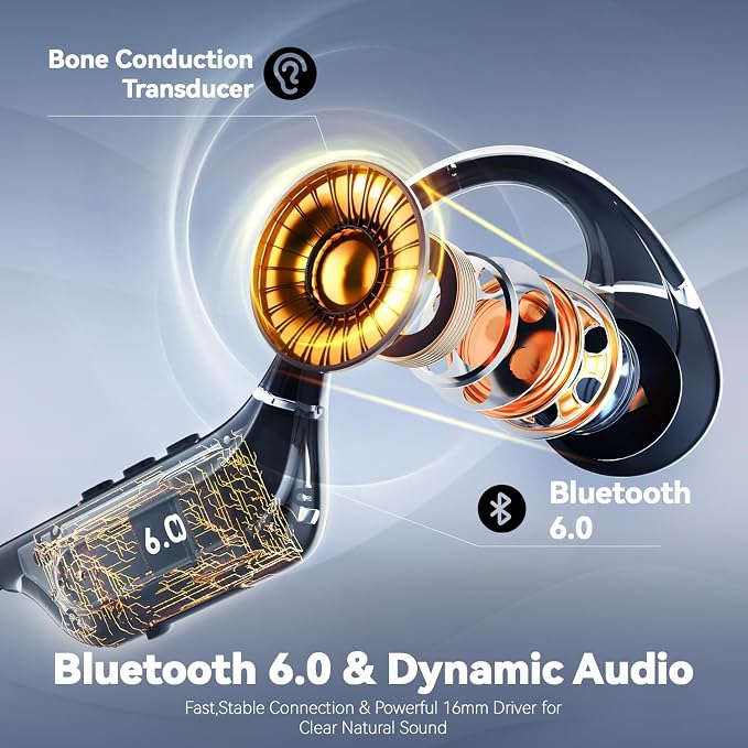 MONODEAL Bone Conduction Headphones Bluetooth Open Ear Headphones with Mic | EQ ModeSwitching Lightweight Bone Conduction Earbuds IP65 Waterproof