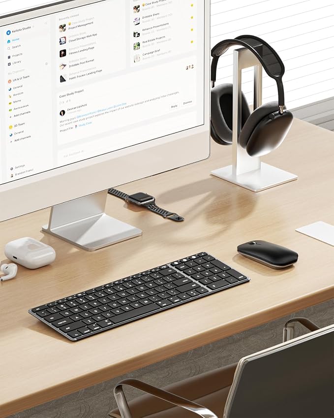 seenda Bluetooth Keyboard and Mouse Combo for Mac, SKM64-2 Rechargeable Silent Wireless Keyboard Mouse Compact Slim, 3 Multi-Device Connection, Compatible for Mac MacBook Pro/Air iPad, Black Gray