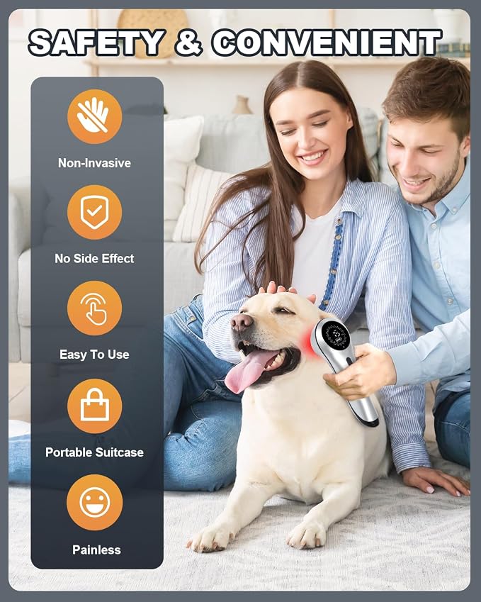LLLT Cold Laser Therapy Device for Dogs/Human with Protective Magnetic Cover, Handheld Infrared Red Light Therapy for Target Joint & Muscle Pain Relief, 13pcs 650nm + 3pcs 808nm Pet Treatment Device