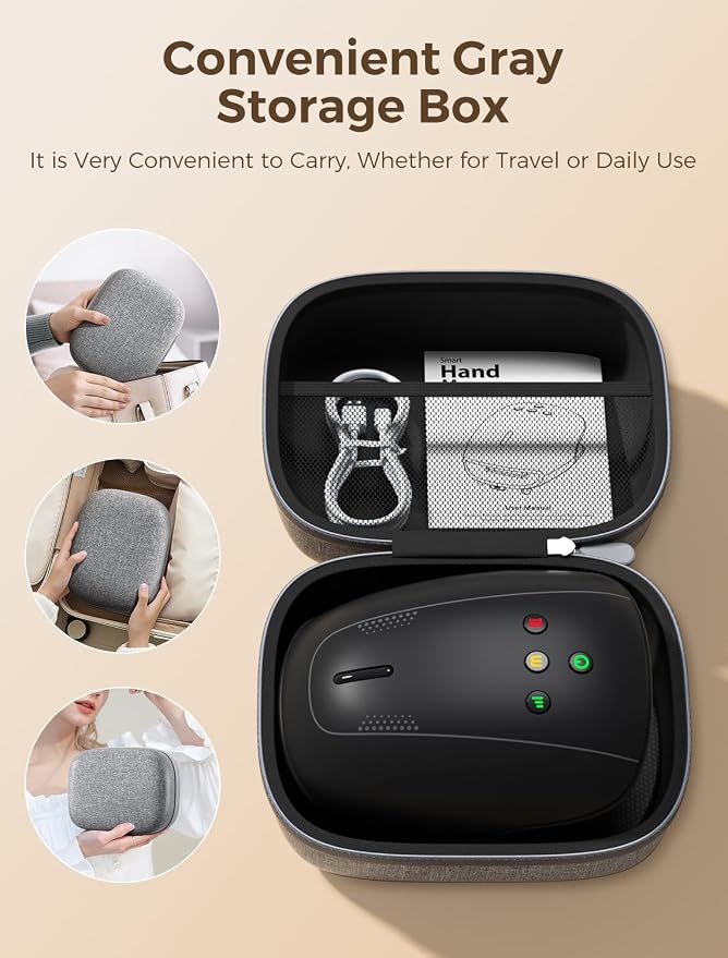 Estefanlo Hand Massager with Heat and Compression, Cordless Hand Massager for Arthritis Pain Relief, 3 Modes Air Compression Finger Massage Device, 2 Heat Levels, Washable Silicone Liner, Black