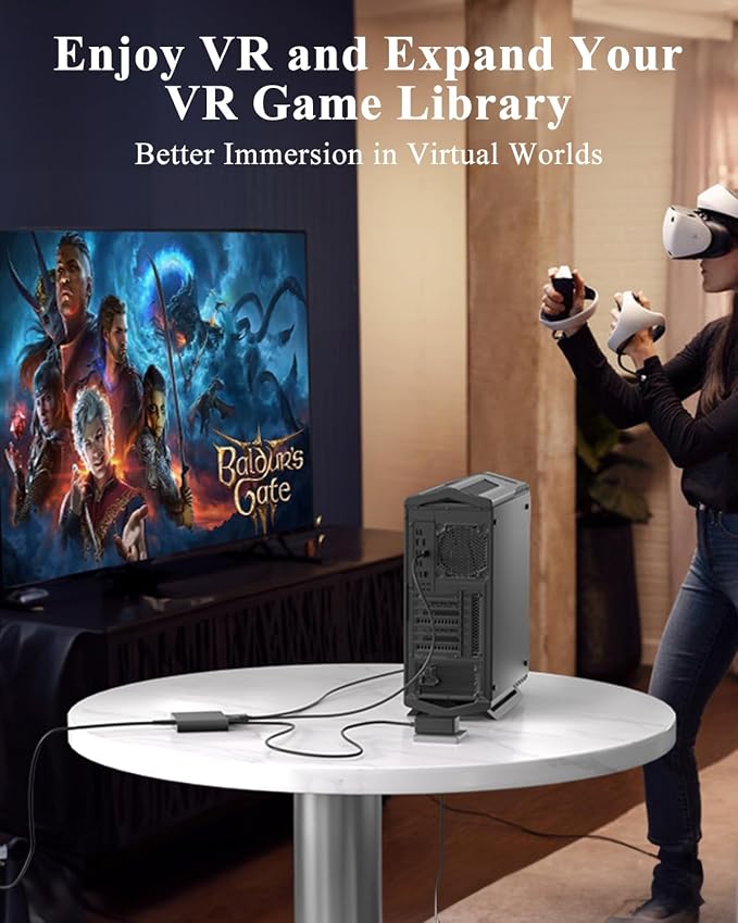PC Adapter for VR2 Headset — Designed for VR2 Gaming with Windows PC, Compatible with Steam, Stable Signal Conversion, Expand VR Game Library, Durable Aluminum Alloy Housing