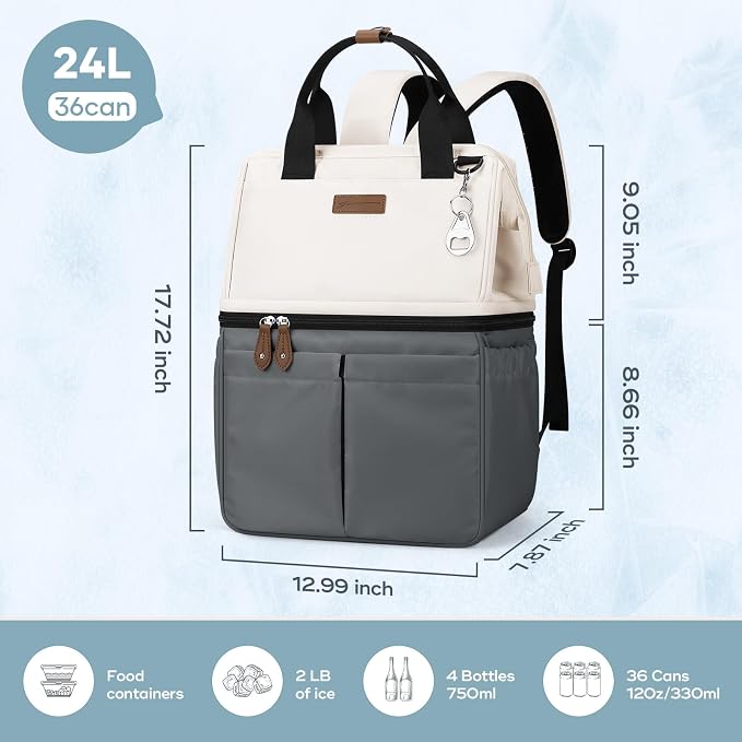 Maelstrom Cooler Backpack, 36 Cans Insulated Backpack Cooler, Soft Leakproof Double Deck Cooler Bag, Lightweight Lunch Backpack for Men & Women,Perfect for Beach Travel, Camping & Work