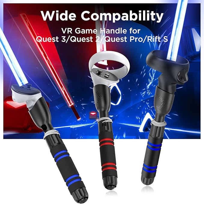 YOGES Gorilla Tag Long Arms Compatible with Meta Quest 3S/ Quest 3/ Oculus Quest 2/ Quest Pro/Rift S Controller, Beat Saber Handle Attachments VR Sticks Dual Extensions Grips for Playing VR Games